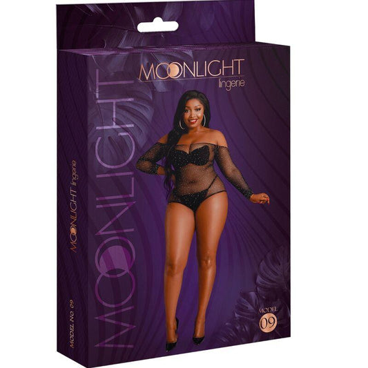 MOONLIGHT MODELO 9 BODY MANGA COMPRIDA PRETO BRILHANTE PLUS SIZE