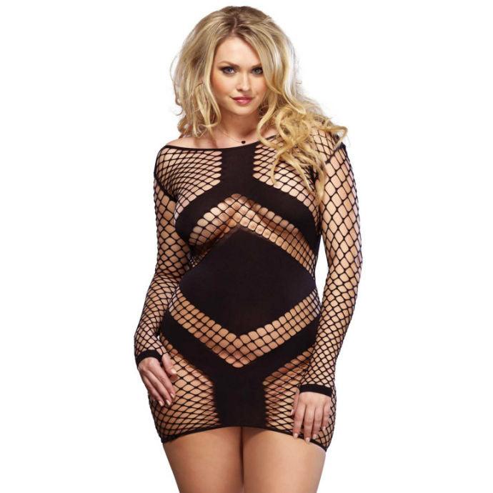 LEG AVENUE MINIVESTIDO DE PISTA LONGA PRETO PLUS SIZE 1X 2X