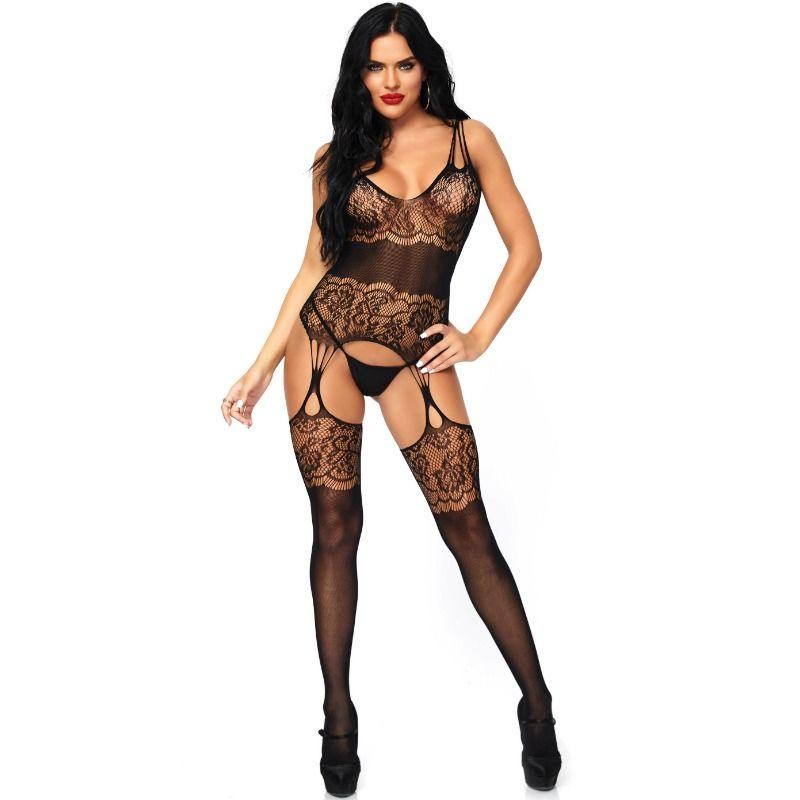 LEG AVENUE STRAPPY ROSE BODYSTOCKING TAMANHO uNICO