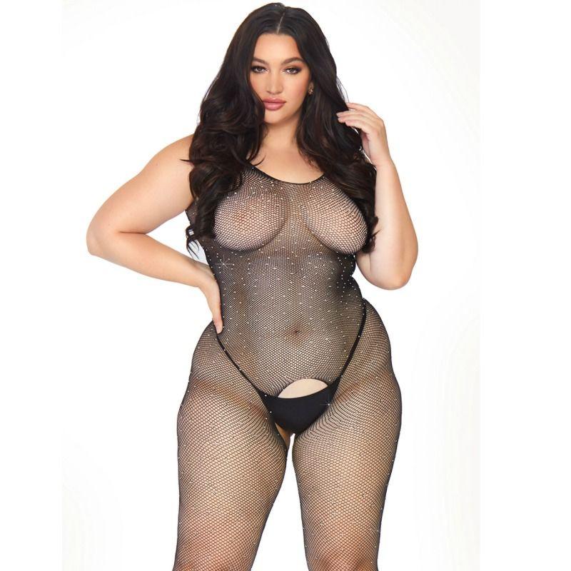 LEG AVENUE CRISTALIZADO NET BODYSTOCKING 1X 2X