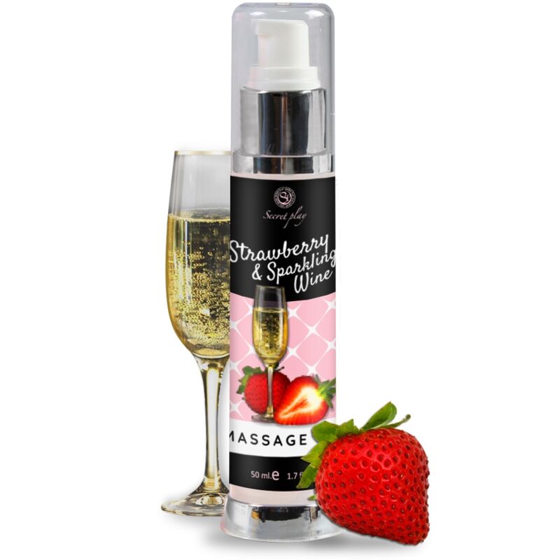 SECRETPLAY oLEO DE MASSAGEM MORANGO E VINHO ESPUMANTE 50 ML