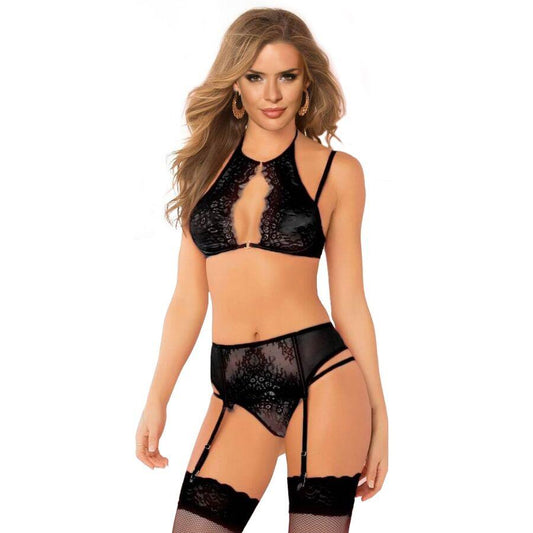 QUEEN LINGERIE CONJUNTO SUTI LIGA E TANGA TAMANHO L XL