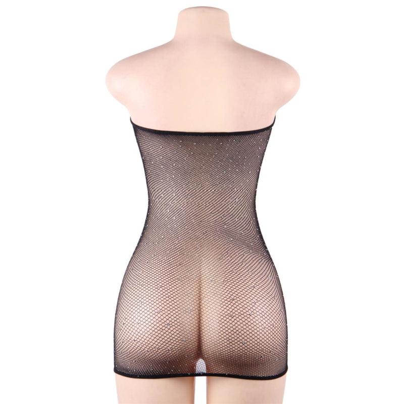 QUEEN LINGERIE VESTIDO CORPO REDE COM DIAMANTES S L