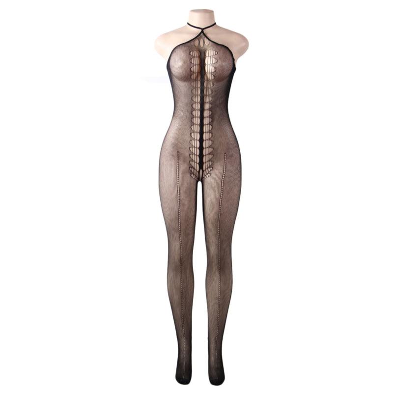 QUEEN LINGERIE HALTER NECK BODYSTOCKING S L