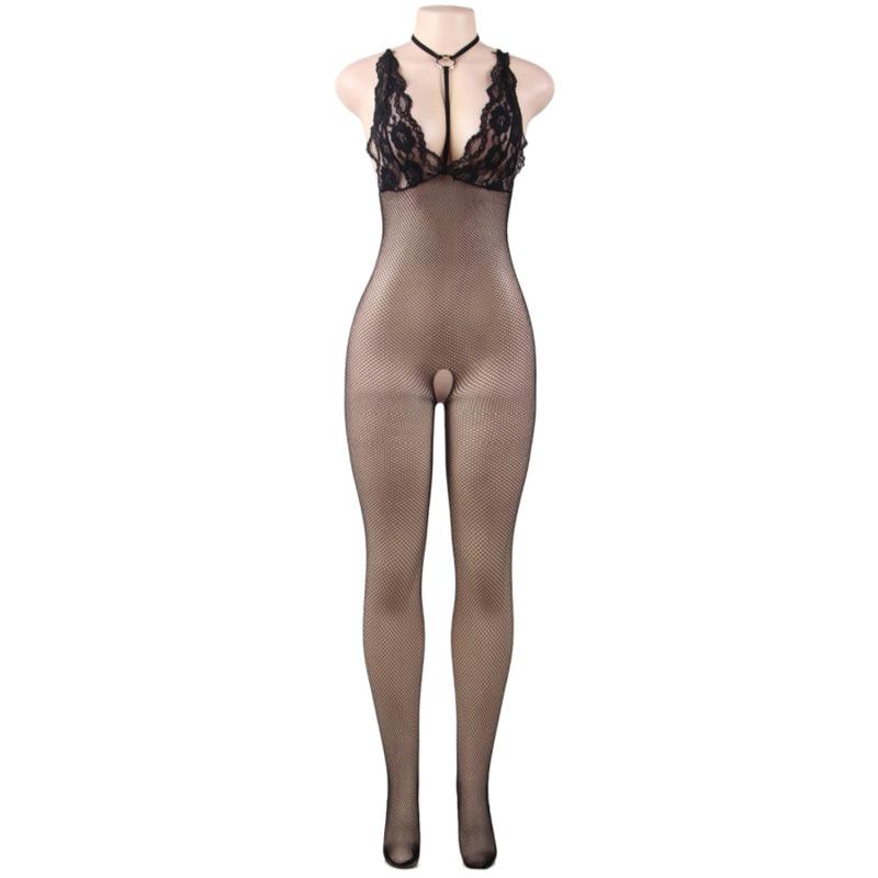 QUEEN LINGERIE BODYSTOCKING DE REDE COM ABERTURA S L