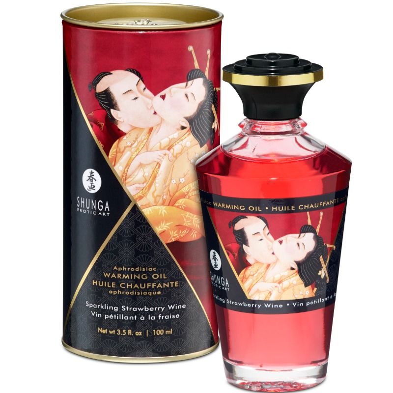 SHUNGA oLEO DE MASSAGEM COM EFEITO CALOR DE MORANGOS E CAVA 100 ML