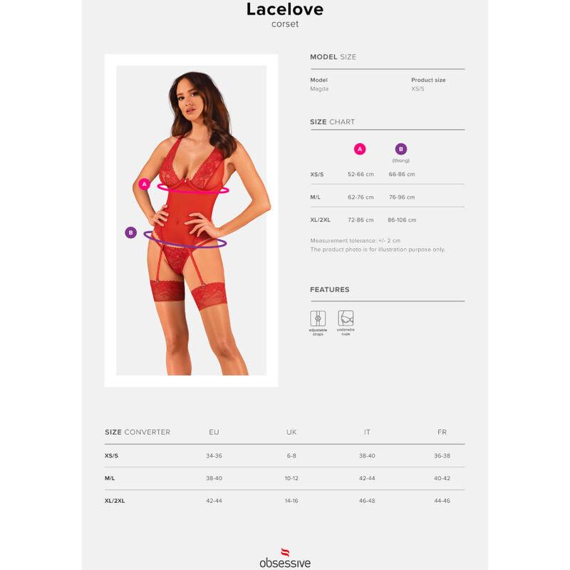 OBSESSIVE LACELOVE CORSET VERMELHO XS S