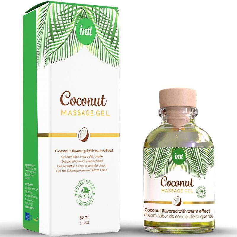 INTT GEL DE MASSAGEM VEGANO COM SABOR DE COCO E EFEITO AQUECEDOR