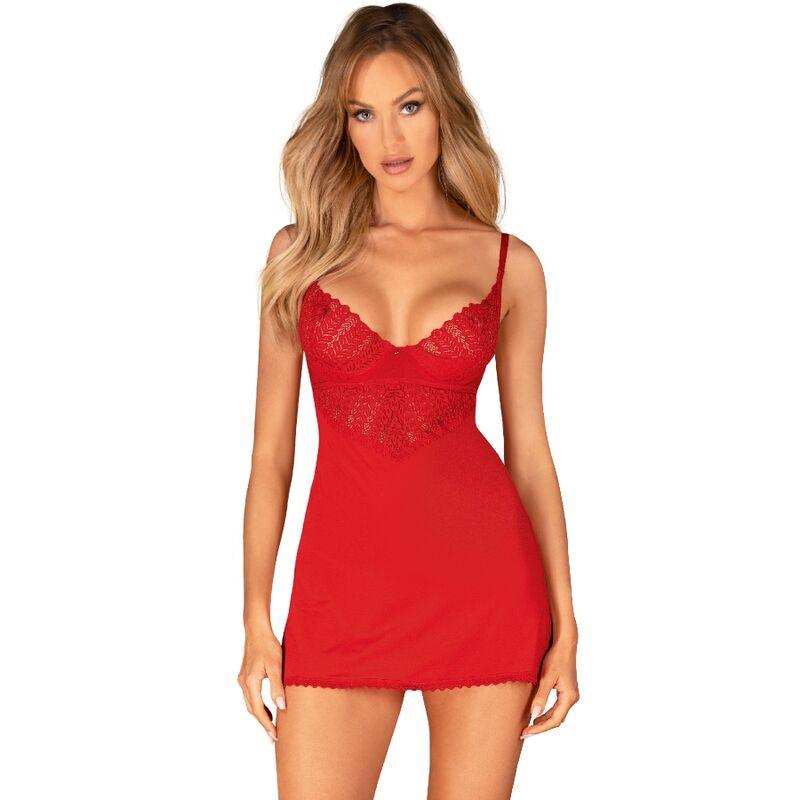 OBSESSIVE INGRIDIA CHEMISE TANGA RED XS S