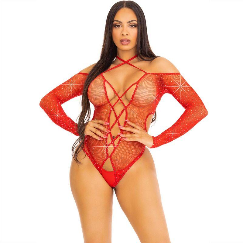 LEG AVENUE BODY CROTHLESS COM VERMELHO BRILHANTE