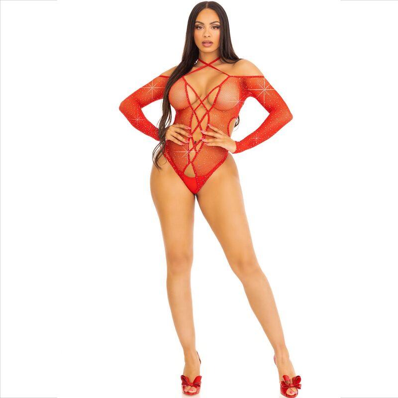 LEG AVENUE BODY CROTHLESS COM VERMELHO BRILHANTE