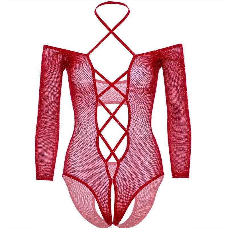 LEG AVENUE BODY CROTHLESS COM VERMELHO BRILHANTE