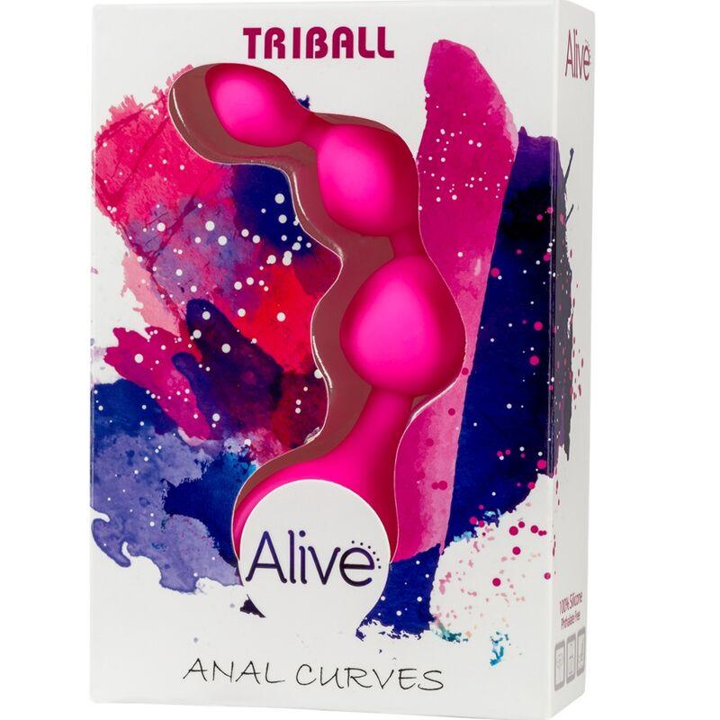 ALIVE BOLAS ANAIS DE SILICONE TRIBALL ROSA 15 CM