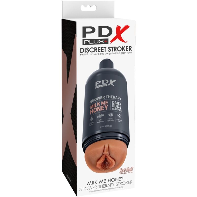 PDX PLUS STROKER MASTURBADOR DISCRETO DESIGN DE GARRAFA MILK ME HONEY CANDY SHAMPOO