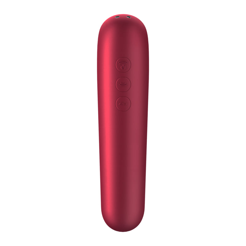 SATISFYER VIBRADOR E SUCCIONADOR DUAL LOVE COM AR PULSADO VERMELHO