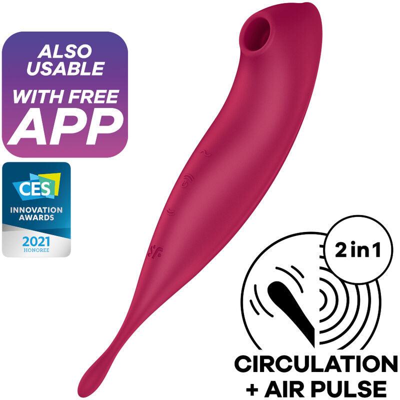 SATISFYER TWIRLING PRO ESTIMULADOR DE PULSO DE AR E APLICATIVO VIBRADOR VERMELHO