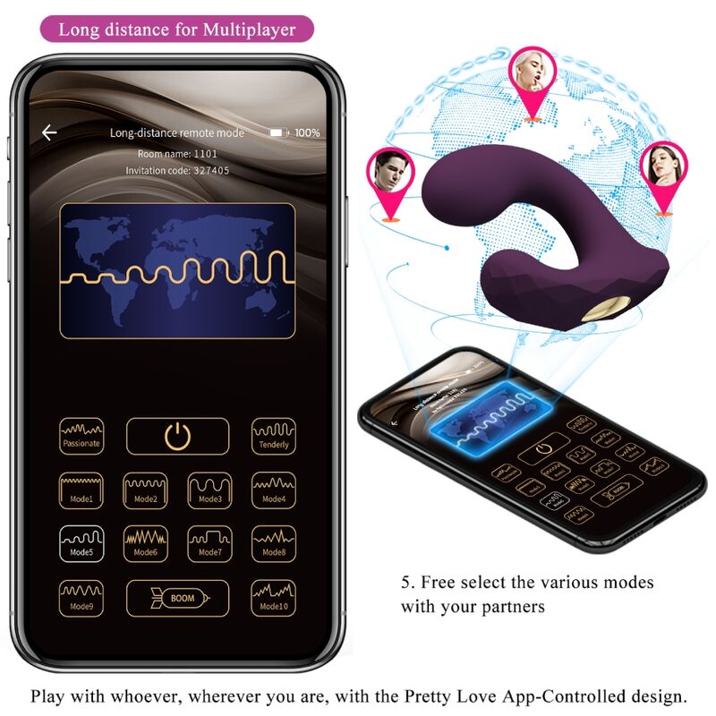 PRETTY LOVE CONTROLE REMOTO BILLY VIBRATION ROXO APLICATIVO GRaTIS