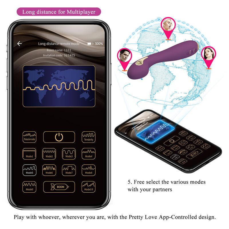 PRETTY LOVE VIBRADOR HECTOR ELECTROSHOCK POR APP CONTROL ROXO