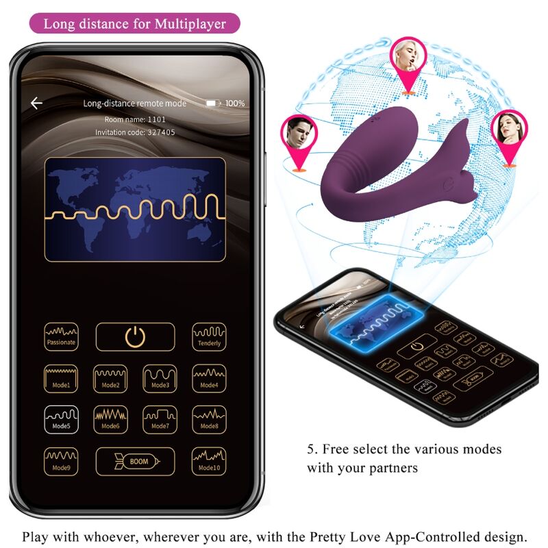 PRETTY LOVE JAYLEEN VIBRADOR APP CONTROLE REMOTO ROXO