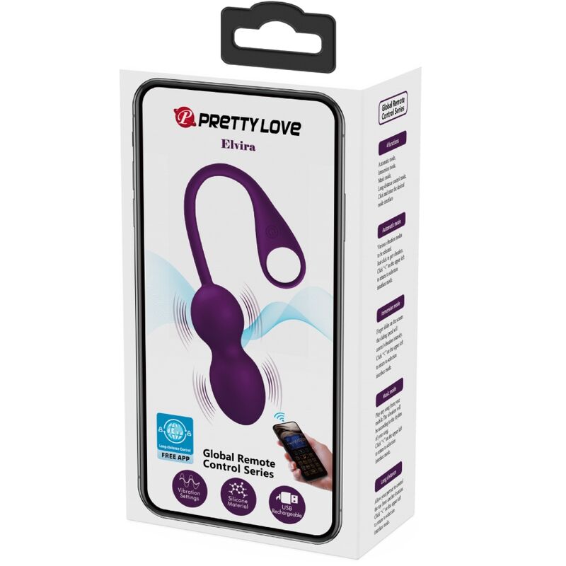 PRETTY LOVE ELVIRA KEGEL BALLS APP CONTROLE REMOTO ROXO