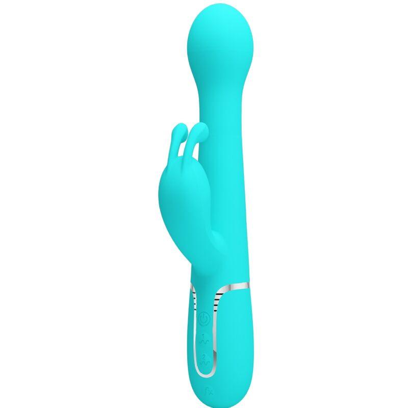 PRETTY LOVE VIBRADOR COELHO DEJON 3 EM 1 MULTIFUNO AQUA VERDE