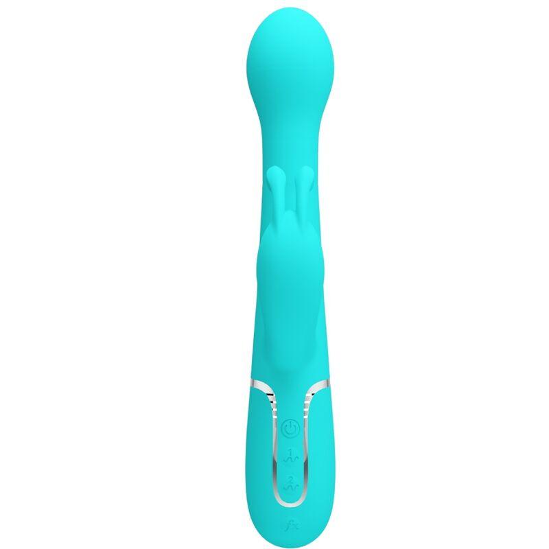 PRETTY LOVE VIBRADOR COELHO DEJON 3 EM 1 MULTIFUNO AQUA VERDE