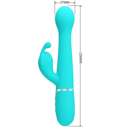 PRETTY LOVE VIBRADOR COELHO DEJON 3 EM 1 MULTIFUNO AQUA VERDE