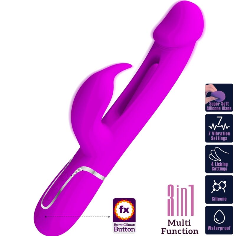 PRETTY LOVE VIBRADOR COELHO DEJON 3 EM 1 MULTIFUNO AQUA VERDE