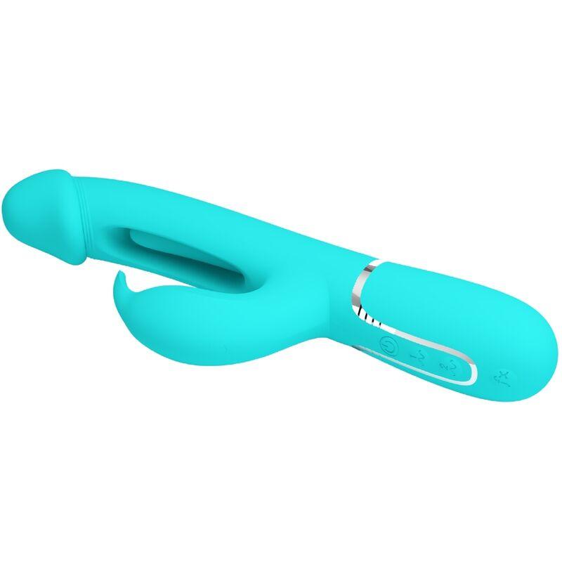 PRETTY LOVE VIBRADOR COELHO DEJON 3 EM 1 MULTIFUNO AQUA VERDE