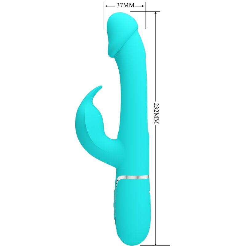 PRETTY LOVE VIBRADOR COELHO DEJON 3 EM 1 MULTIFUNO AQUA VERDE