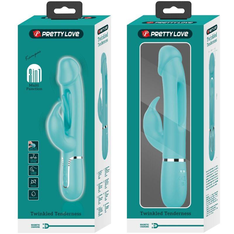 PRETTY LOVE VIBRADOR COELHO DEJON 3 EM 1 MULTIFUNO AQUA VERDE