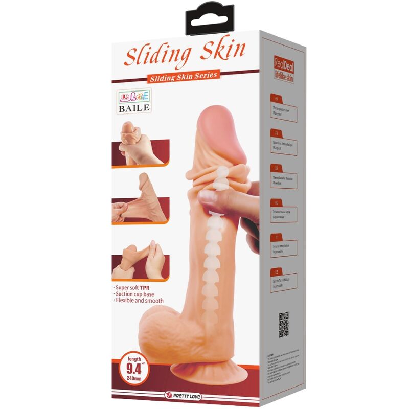 PRETTY LOVE SeRIE SLIDING SKIN DILDO REALiSTICO COM VENTOSA DESLIZANTE PELE 24 CM