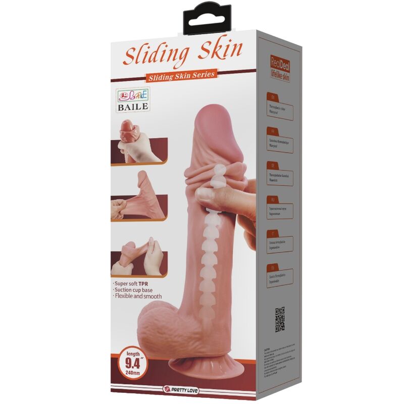 PRETTY LOVE SeRIE SLIDING SKIN DILDO REALiSTICO COM VENTOSA DESLIZANTE PELE MARROM 24 CM