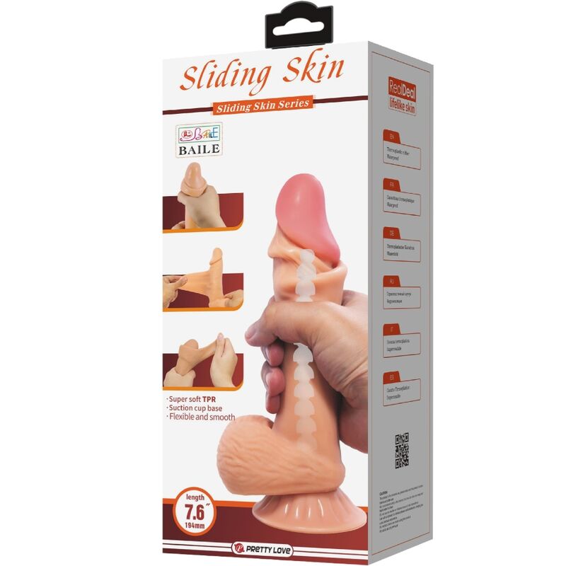 PRETTY LOVE SeRIE SLIDING SKIN DILDO REALiSTICO COM VENTOSA DESLIZANTE PELE 194 CM