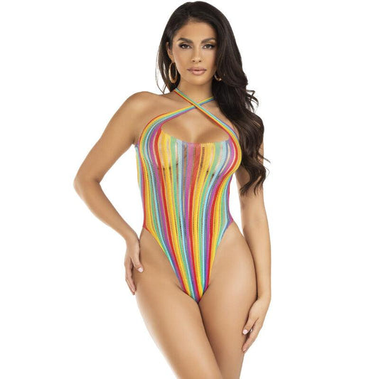 LEG AVENUE BODYSUIT CROSS MULTICOLOR