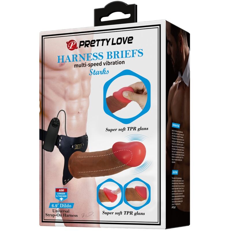 PRETTY LOVE CUECAS DE ARNeS STARKS DILDO VIBRAO MULTI VELOCIDADE 175 CM CASTANHO CLARO