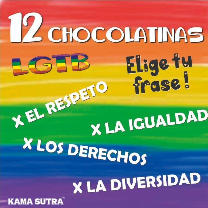 ORGULHO CAIXA COM 12 BARRAS DE CHOCOLATE COM A BANDEIRA LGBT