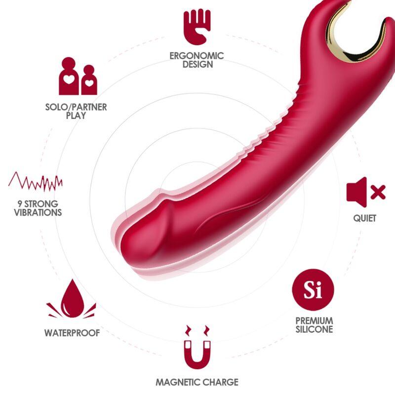 ARMONY PRINCE DILDO VIBRADOR E ROTATOR VERMELHO