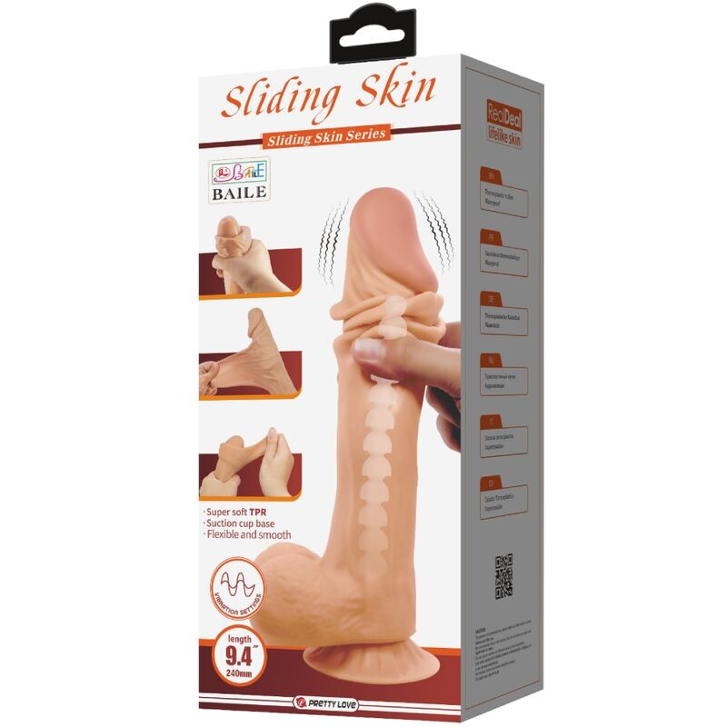 PRETTY LOVE SeRIE SLIDING SKIN DILDO REALiSTICO COM VENTOSA DESLIZANTE PELE CARNE 24 CM