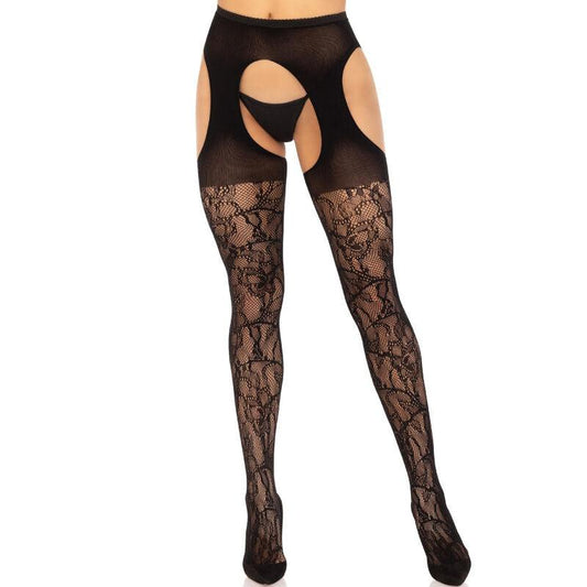 LEG AVENUE MEIAS LIGAS DE RENDA PRETAS