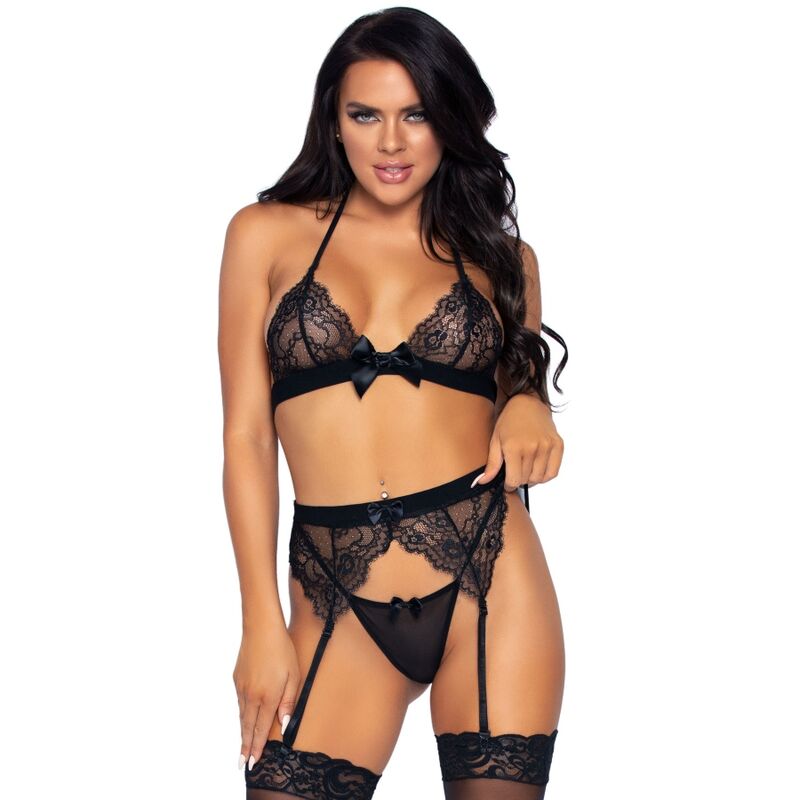 LEG AVENUE TReS PEAS SET TOP CINTA LIGA E G STRING M