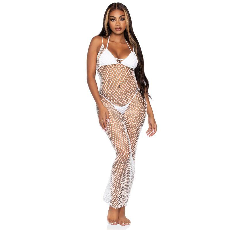 LEG AVENUE TECIDO TWIST NET MAXI VESTIDO TAMANHO uNICO BRANCO