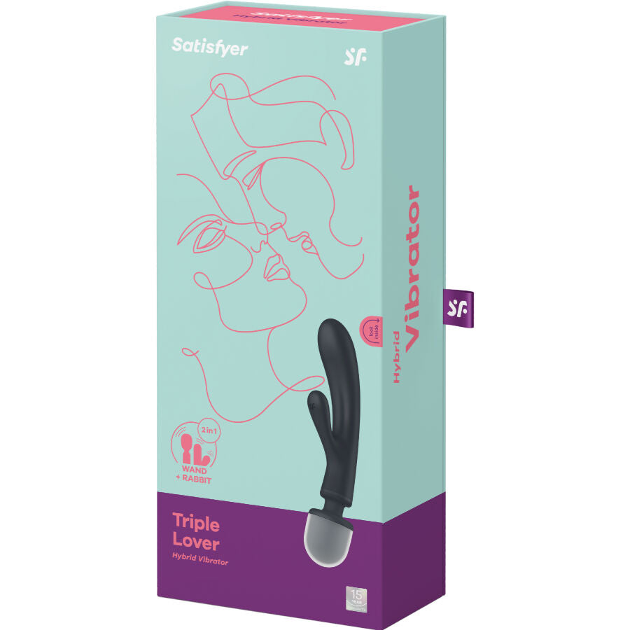 SATISFYER TRIPLE LOVER RABBIT VIBRADOR MASSAGER CINZA