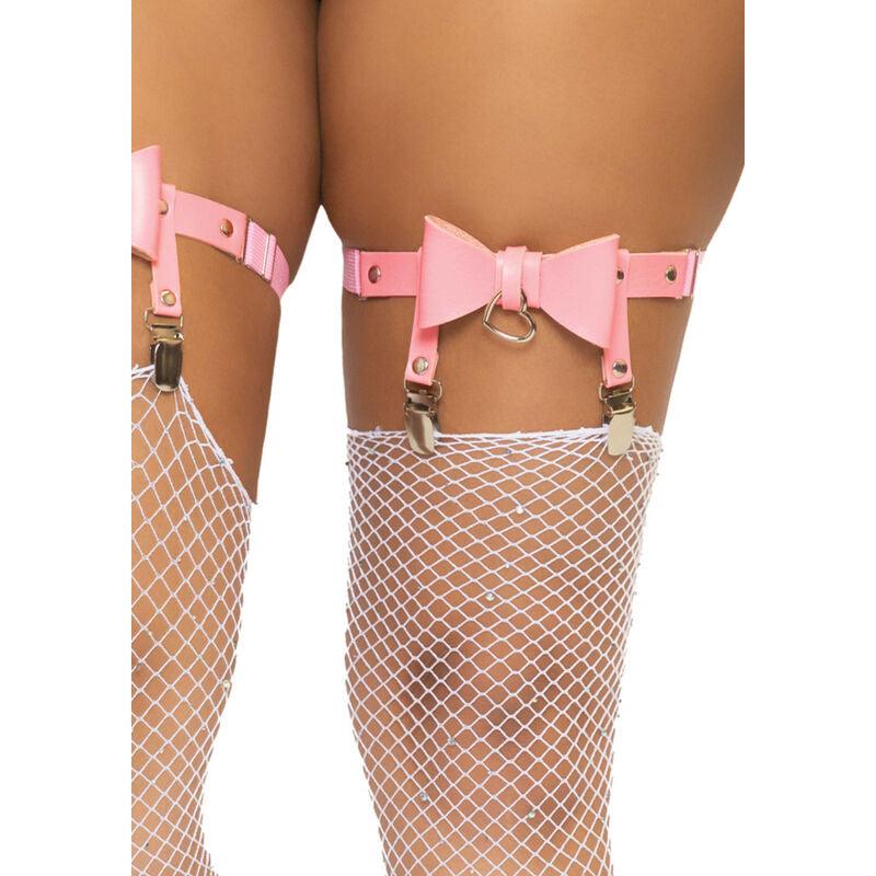 LEG AVENUE VEGAN LEATHER TIGH HIGH GARTER TAMANHO uNICO ROSA