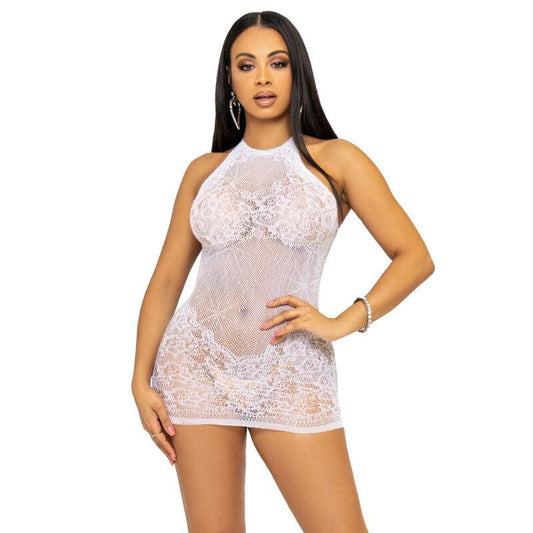 LEG AVENUE MINI VESTIDO DE STRAS HALTER TAMANHO uNICO BRANCO