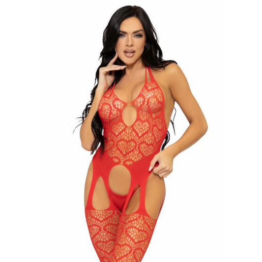 LEG AVENUE NET SUSPENDER BODYSTOCKING TAMANHO uNICO VERMELHO