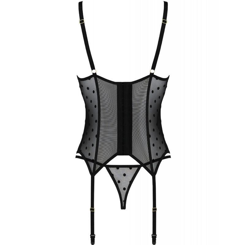 PASSION MARINA CORSET TANGA PRETO L XL