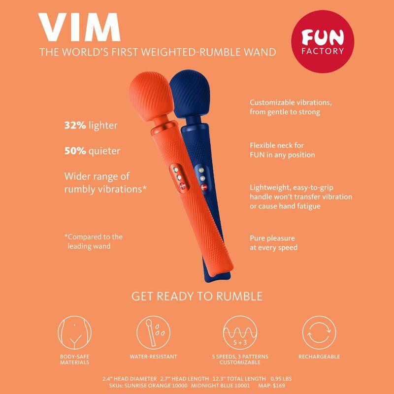 FUN FACTORY VIM SILICONE RECARREGVEL VIBRANTE PESO RUMBLE WAND MIDNIGHT BLUE