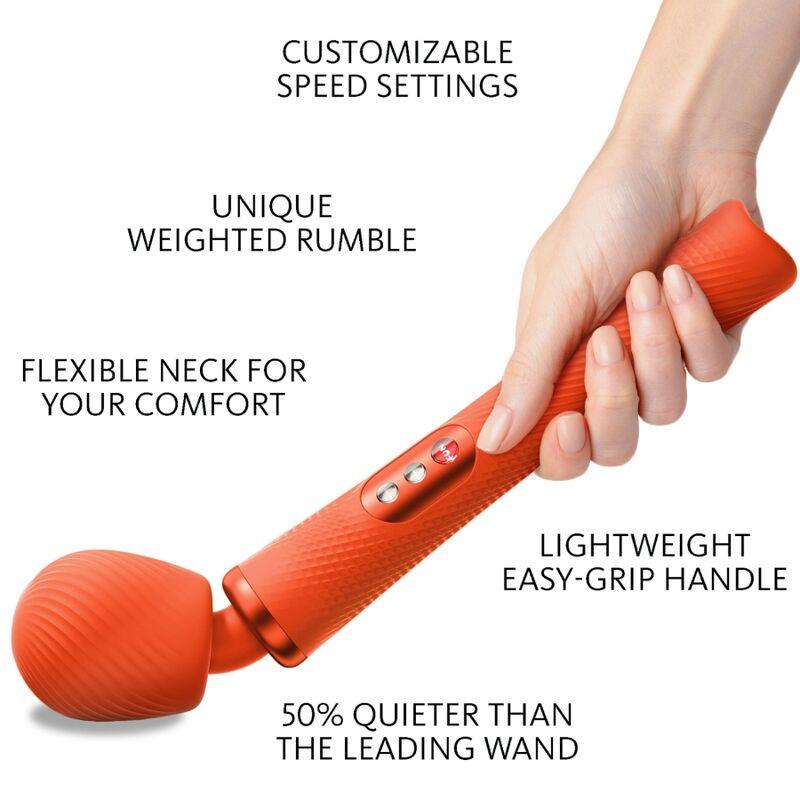 FUN FACTORY VIM SILICONE RECARREGVEL VIBRANTE PESO RUMBLE WAND SUNRISE ORANGE