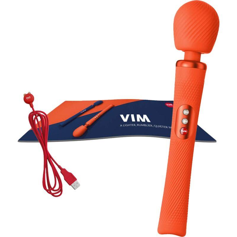 FUN FACTORY VIM SILICONE RECARREGVEL VIBRANTE PESO RUMBLE WAND SUNRISE ORANGE